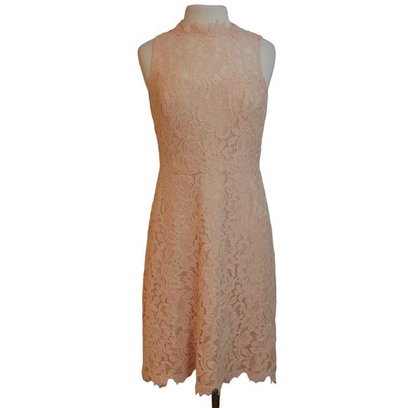 Eliza J Dresses & Skirts - 𝅺eliza J High Neck Lace Sheath Dress in Blush Size 8 EUC